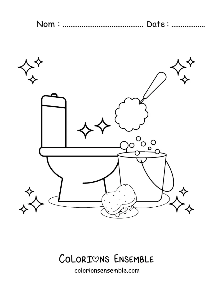 Image à colorier d'articles de nettoyage pour la salle de bain