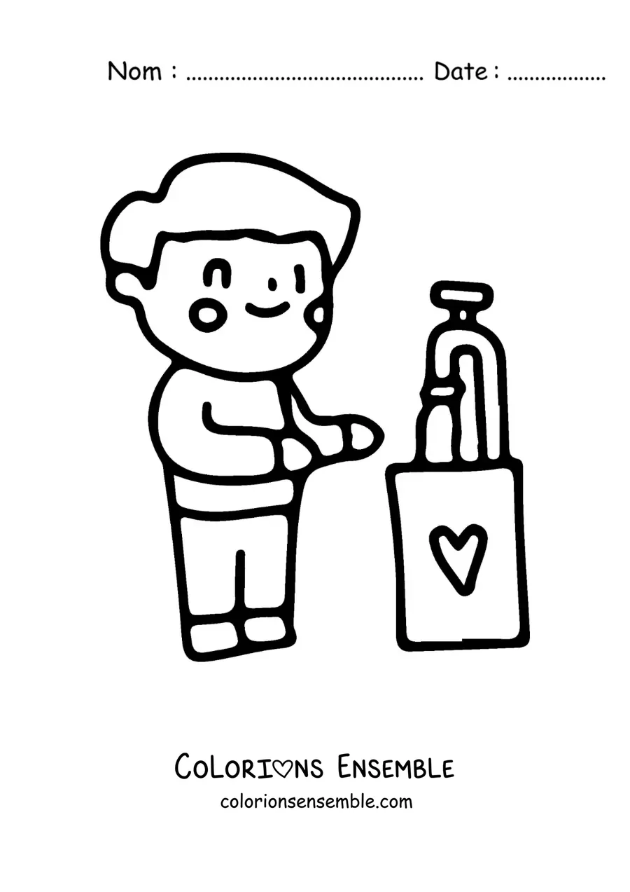 Image à colorier d'un garçon qui se lave les mains