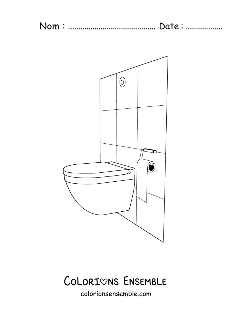 Image à colorier des toilettes et du papier toilette dans la salle de bain