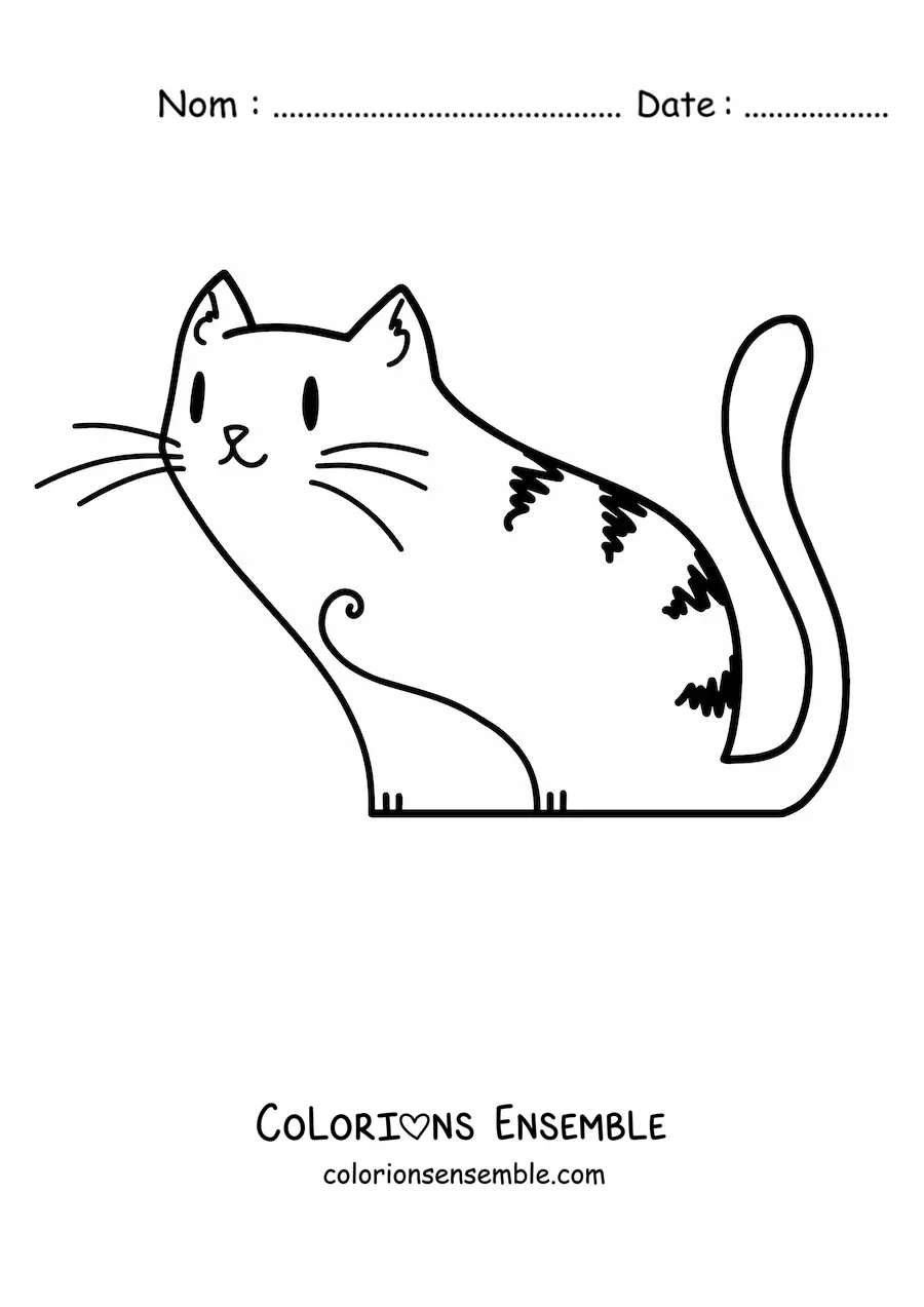 Image à colorier d’un chat kawaii assis