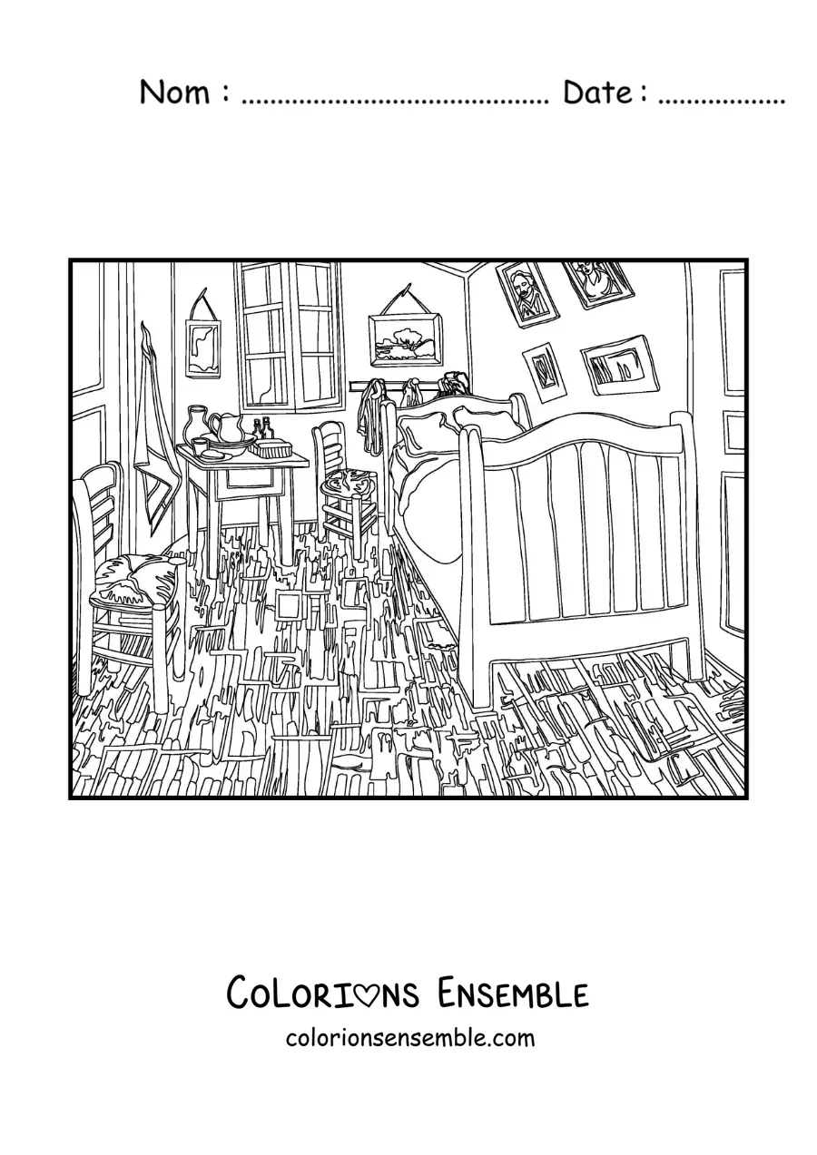 Image à colorier de La Chambre à Arles de Van Gogh