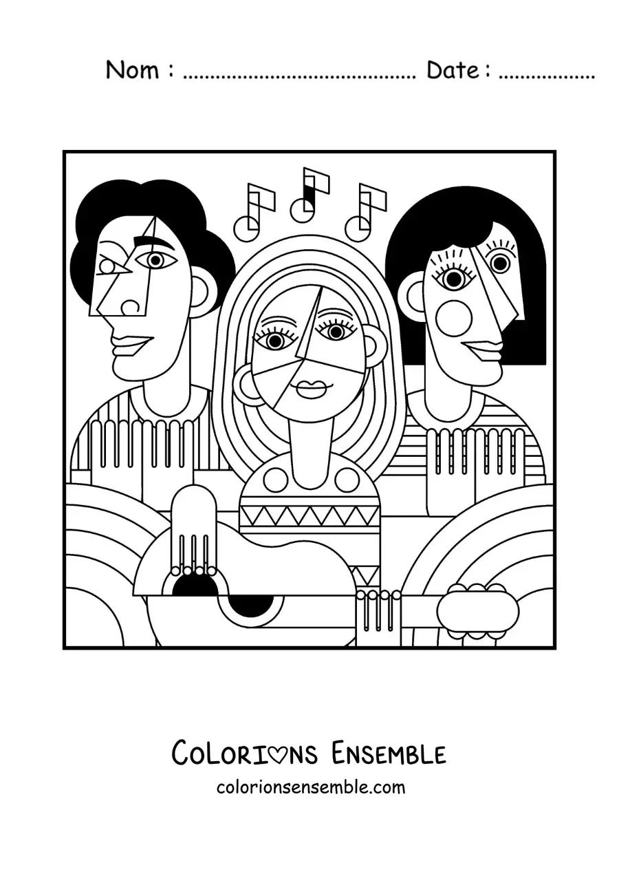 Image à colorier du cubisme de Picasso pour les enfants