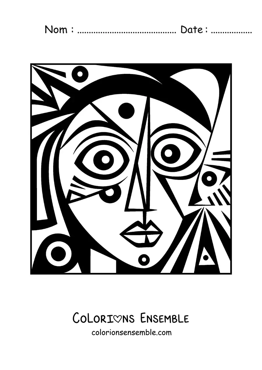 Image à colorier d'art dans le style de Picasso pour les enfants
