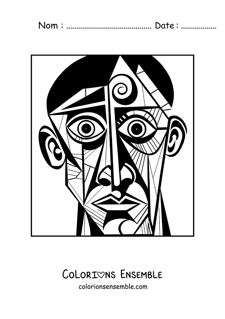 Image à colorier d'un tableau inspiré de Picasso