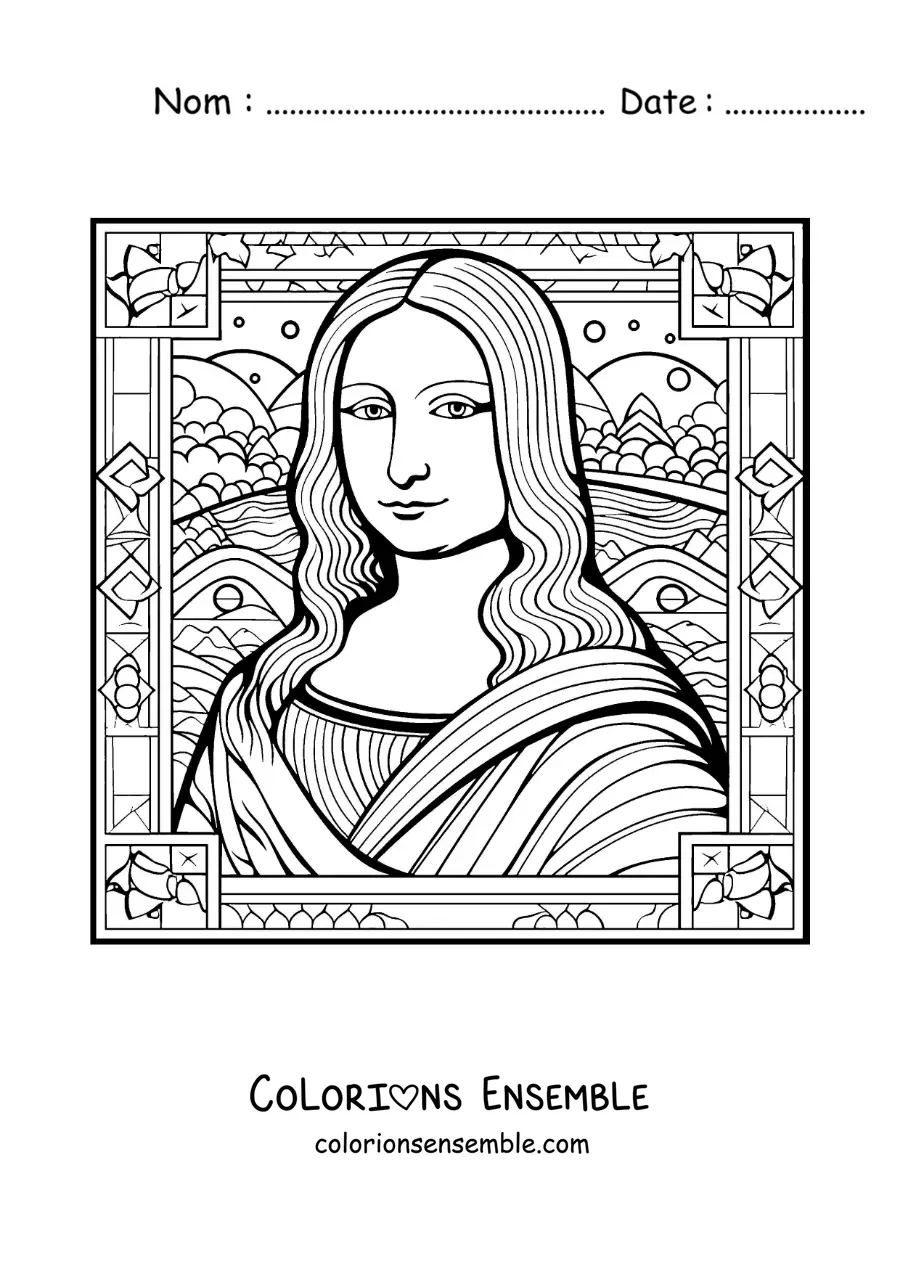 Image à colorier de la Mona Lisa pour les enfants