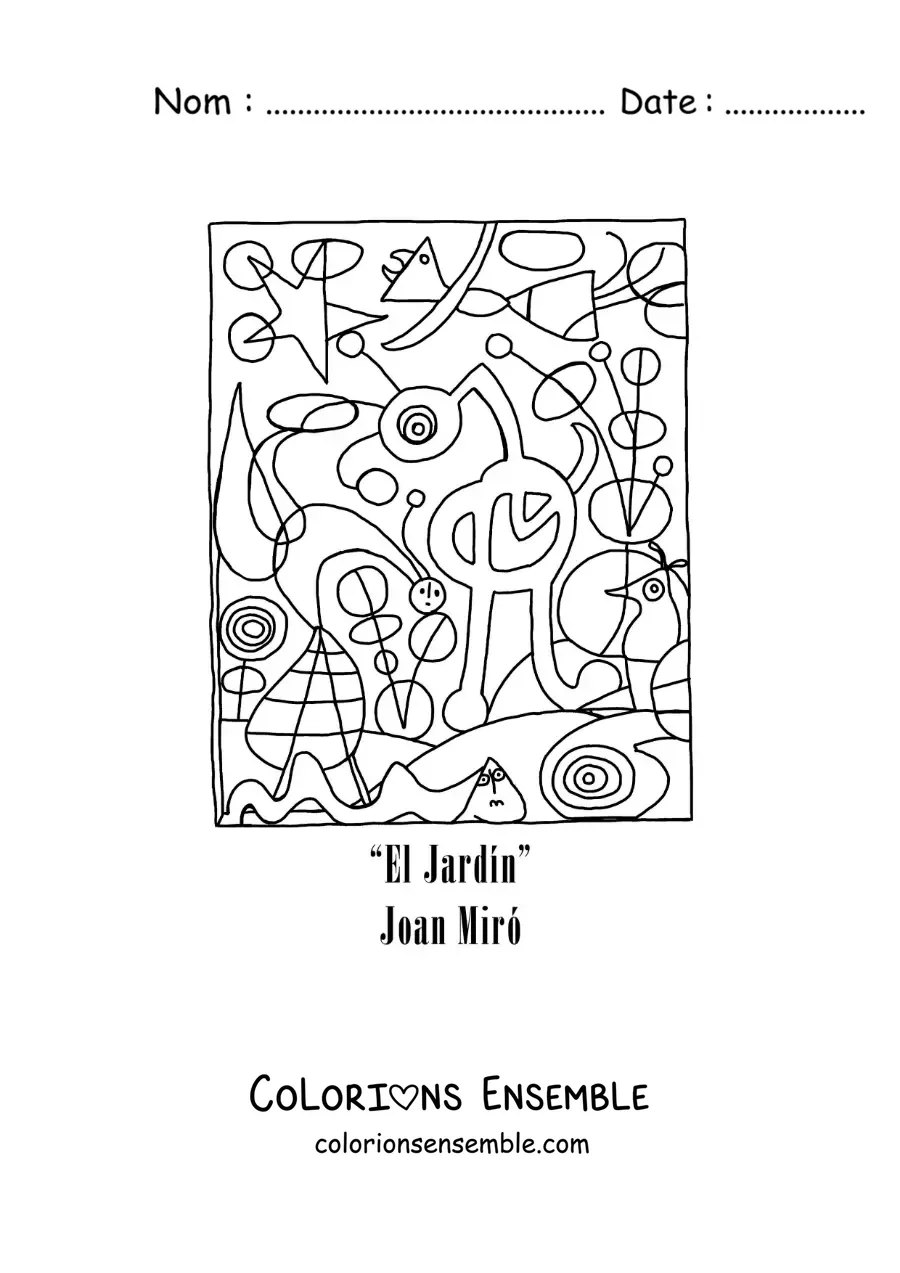 Image à colorier du Jardin de Joan Miró