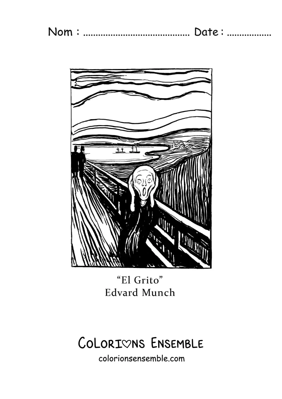 Image à colorier du Cri d'Edvard Munch