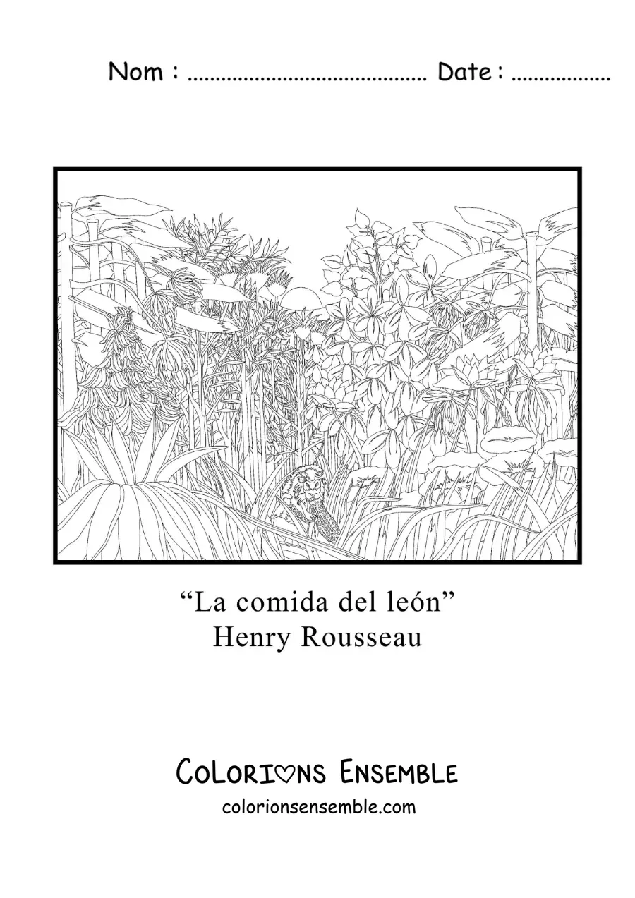 Image à colorier du Repas du lion d'Henri Rousseau