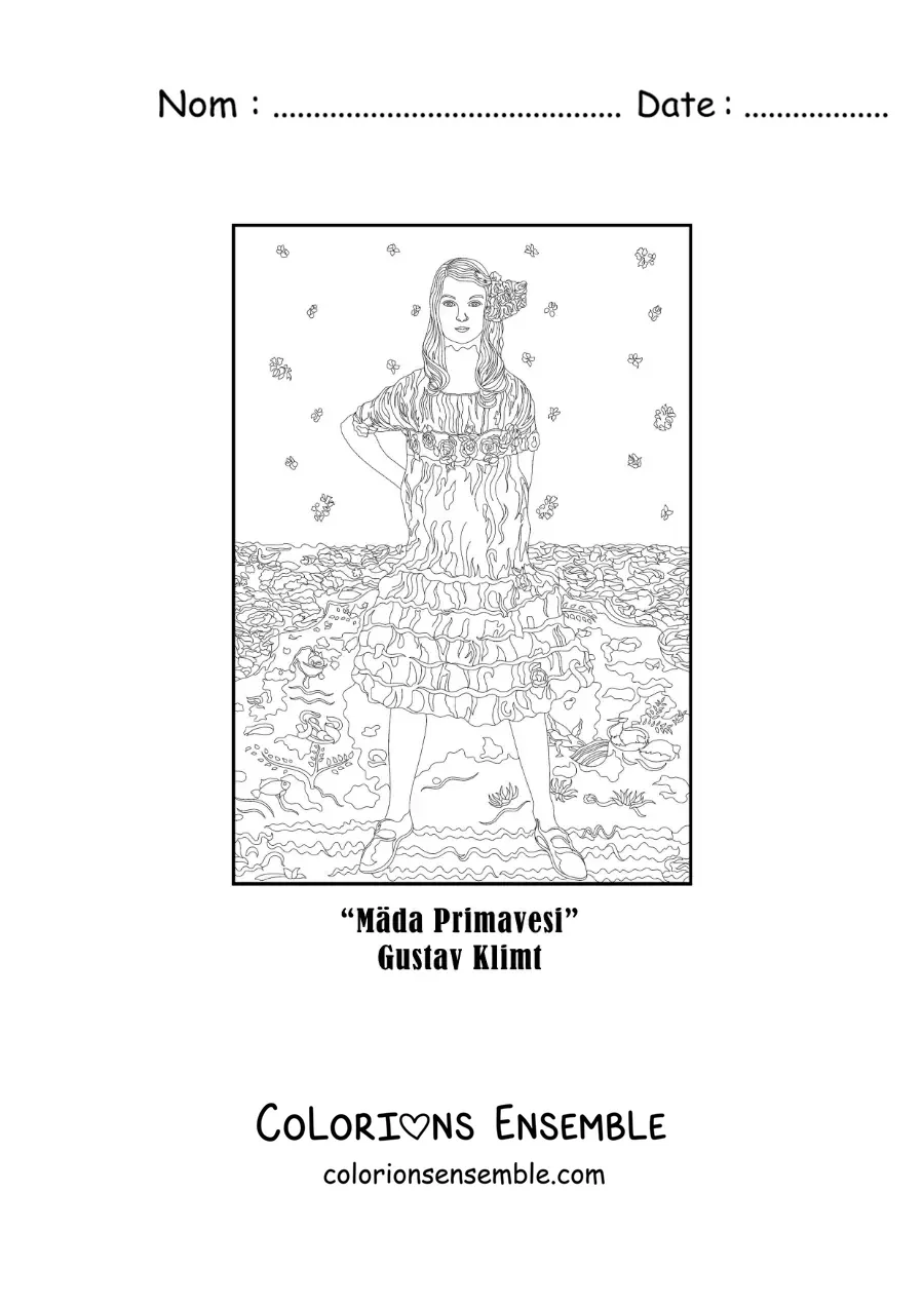 Image à colorier du Portrait de Mäda Primavesi de Gustav Klimt