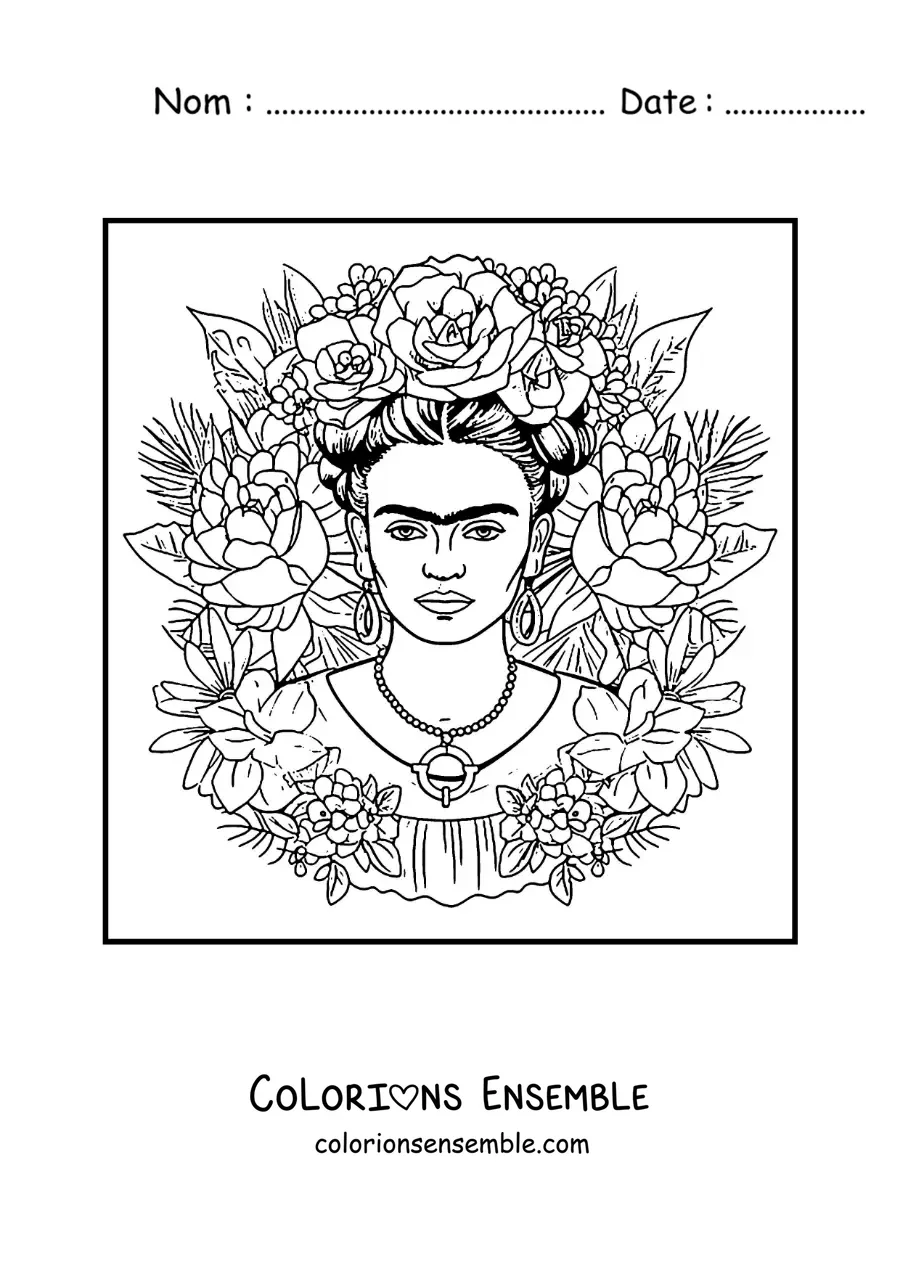 Image à colorier d'une peinture de Frida Kahlo