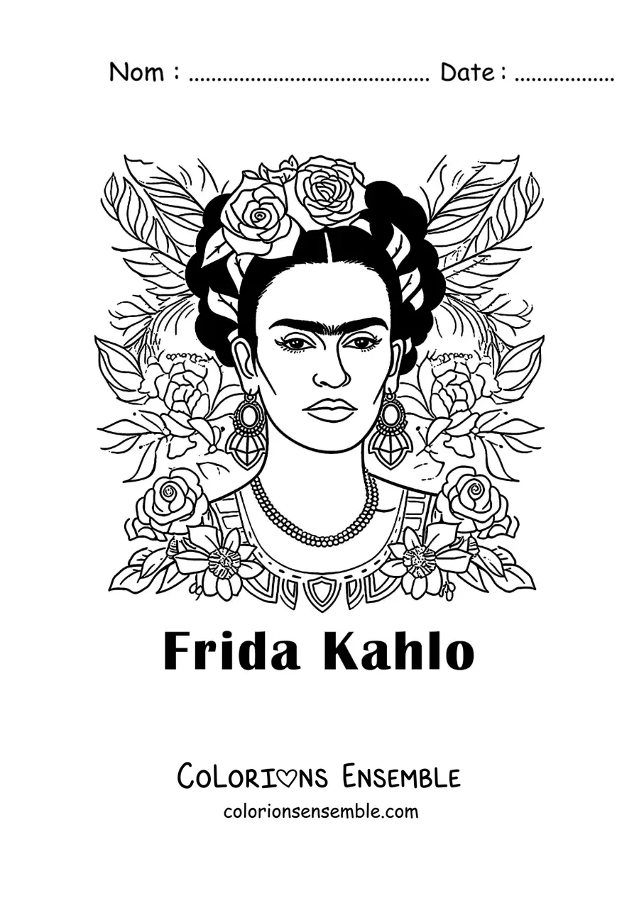 Image à colorier d'un tableau de Frida Kahlo