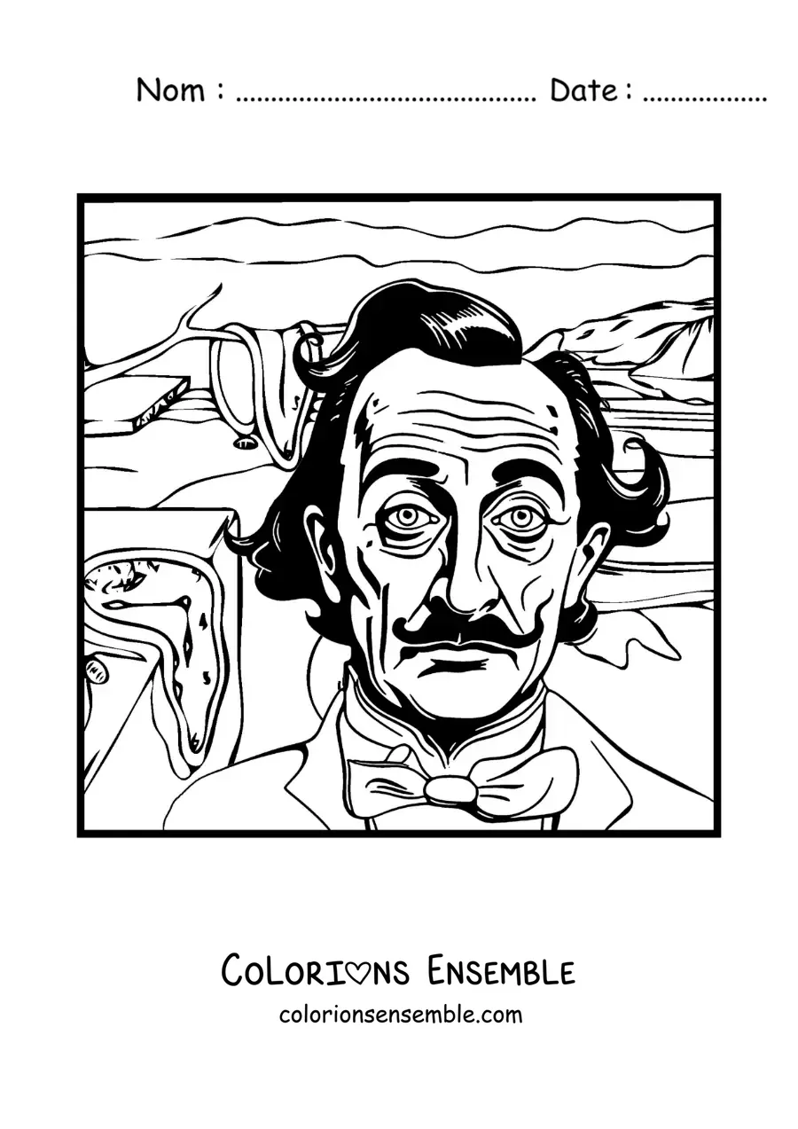 Image à colorier de Salvador Dalí et son art