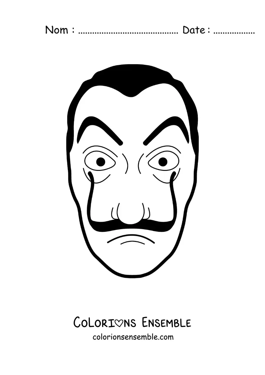 Image à colorier d'un masque de Dalí