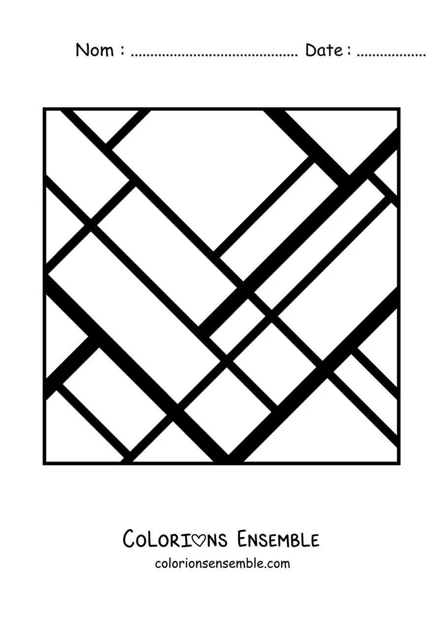 Image à colorier d'une œuvre d'art dans le style de Mondrian
