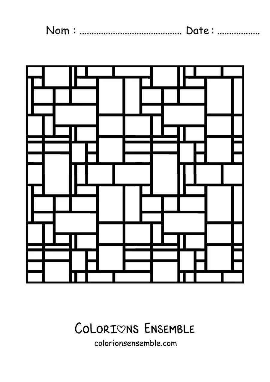 Image à colorier du néoplasticisme de Mondrian