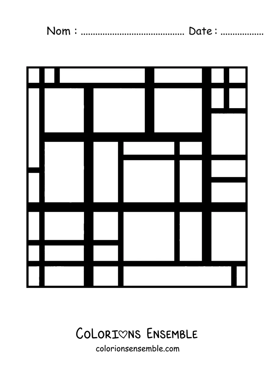 Image à colorier d'art dans le style de Mondrian