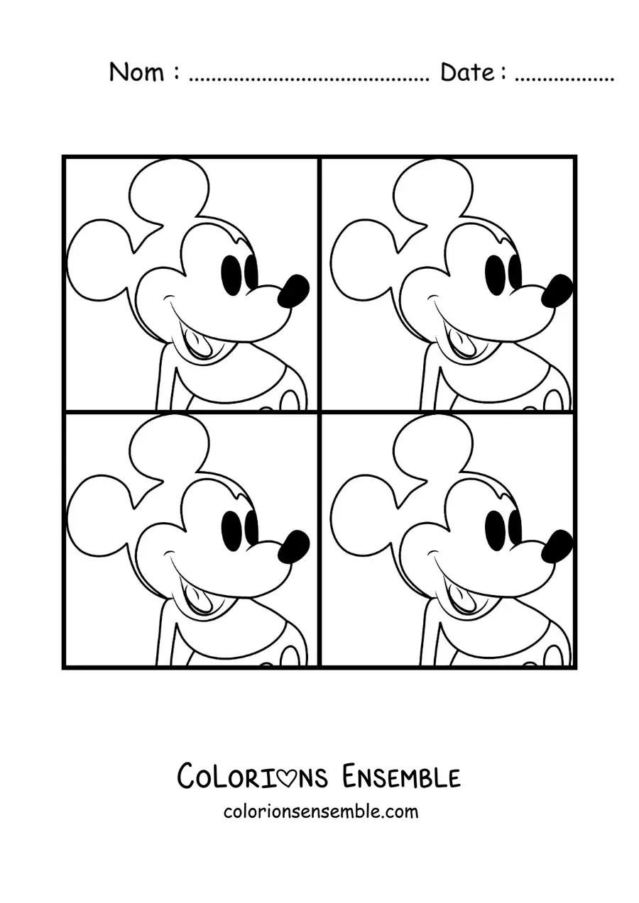Image à colorier de l'œuvre Mickey Mouse d'Andy Warhol