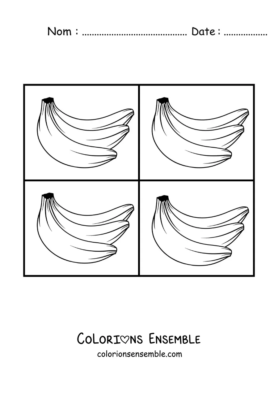 Image à colorier d'un dessin de bananes dans le style d'Andy Warhol