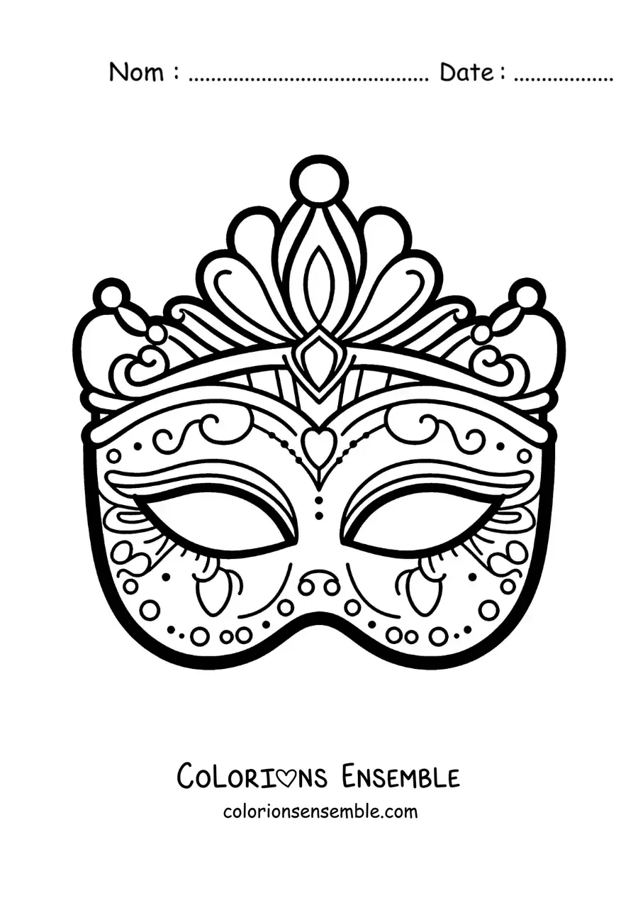 Image à colorier d'un loup de carnaval à découper