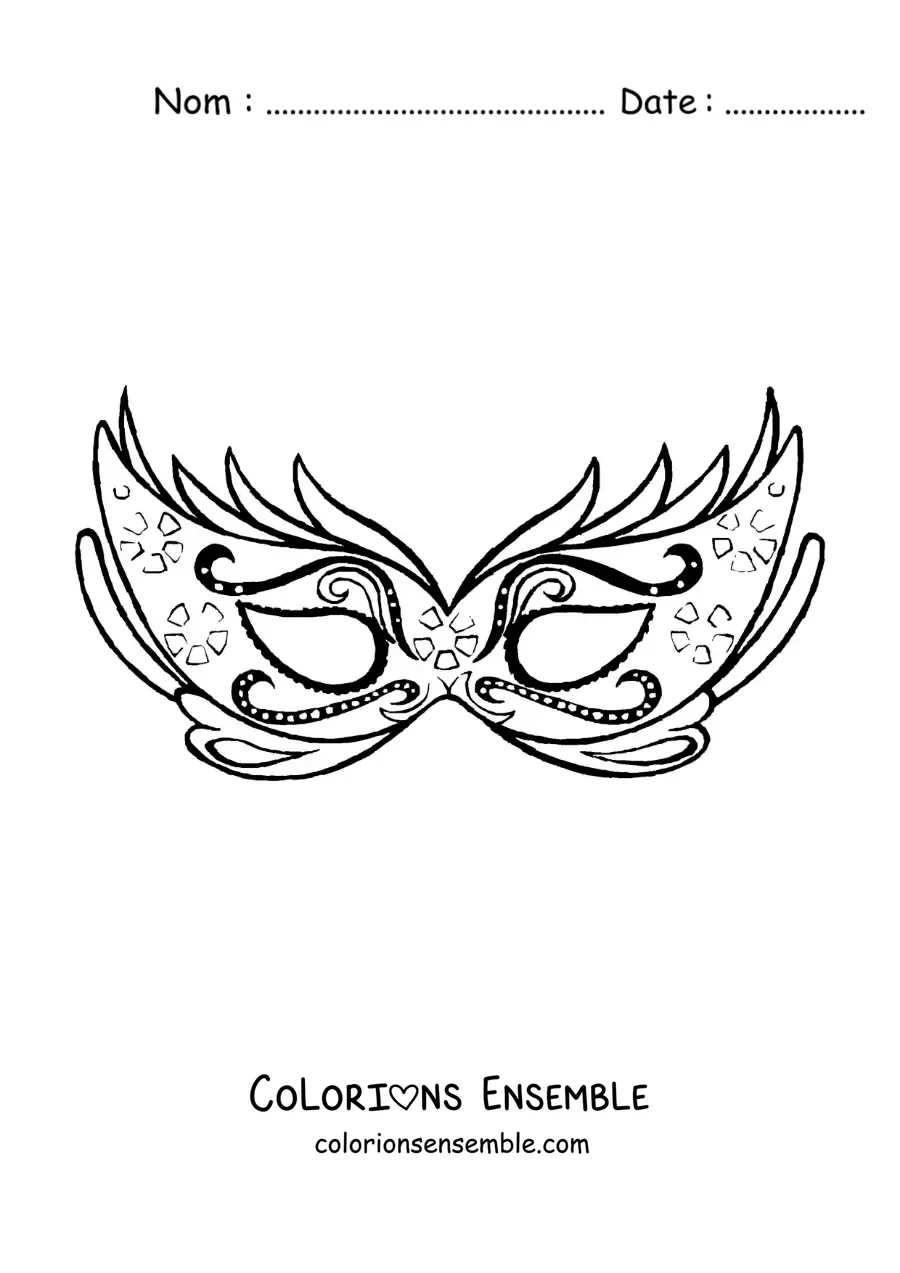Image à colorier d'un masque de carnaval élégant