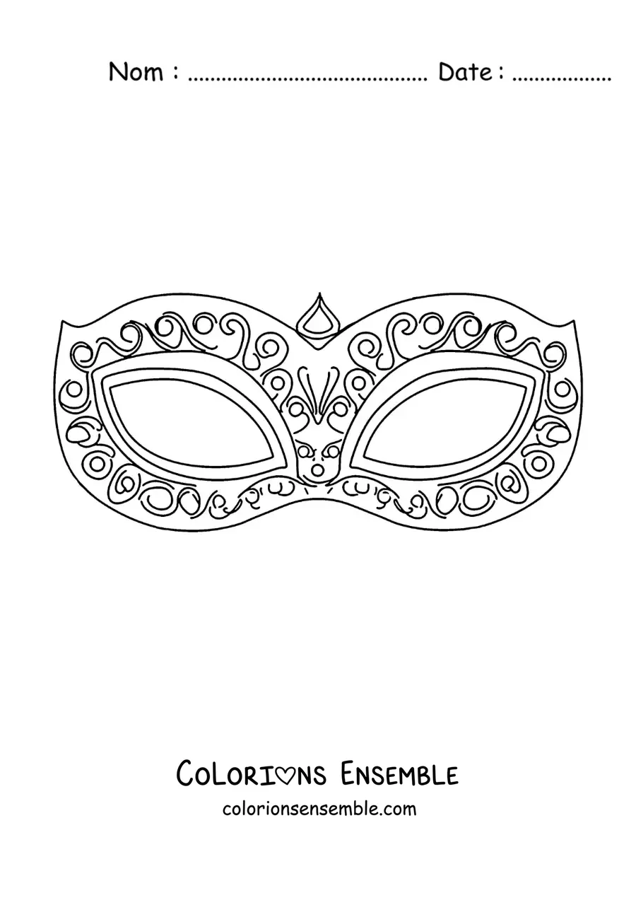 Image à colorier d'un loup de carnaval élégant à découper