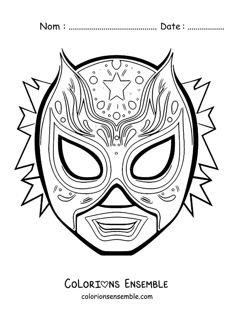 Image à colorier d’un masque de catcheur
