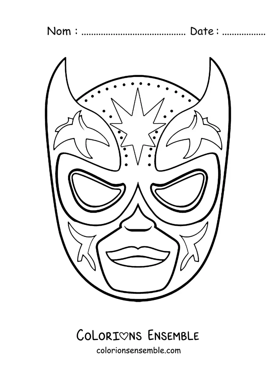 Image à colorier d’un masque de lucha libre pour les enfants