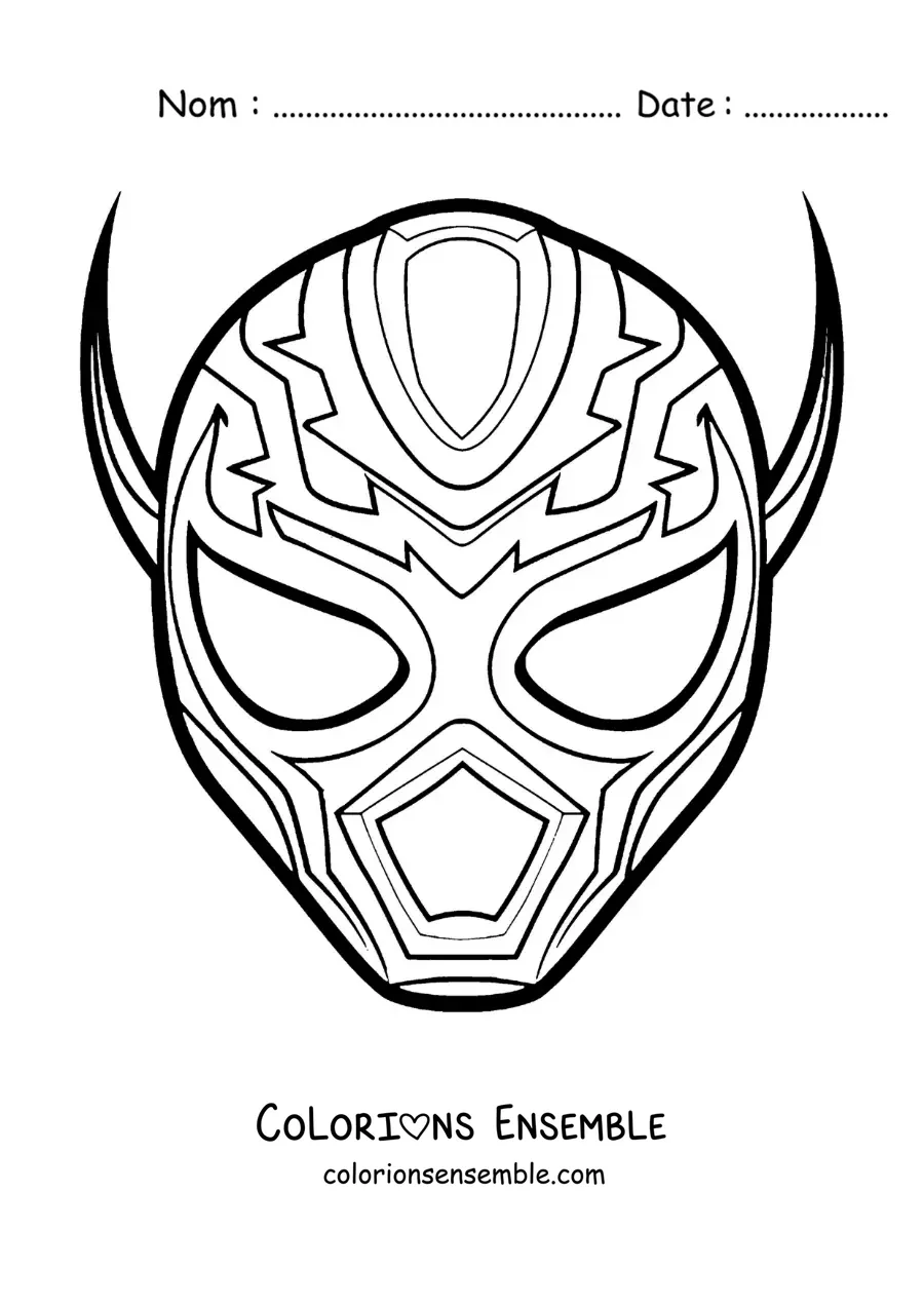 Image à colorier d’un masque de catcheur mexicain