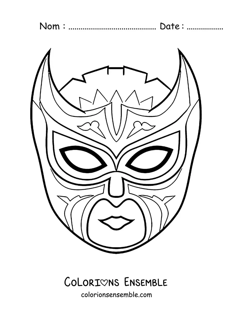 Image à colorier d’un masque de catcheur à découper