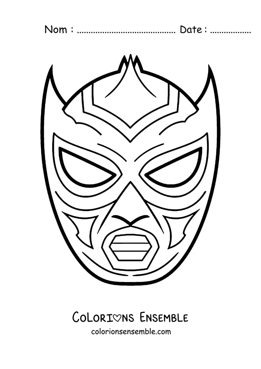 Image à colorier d’un masque de catcheur facile