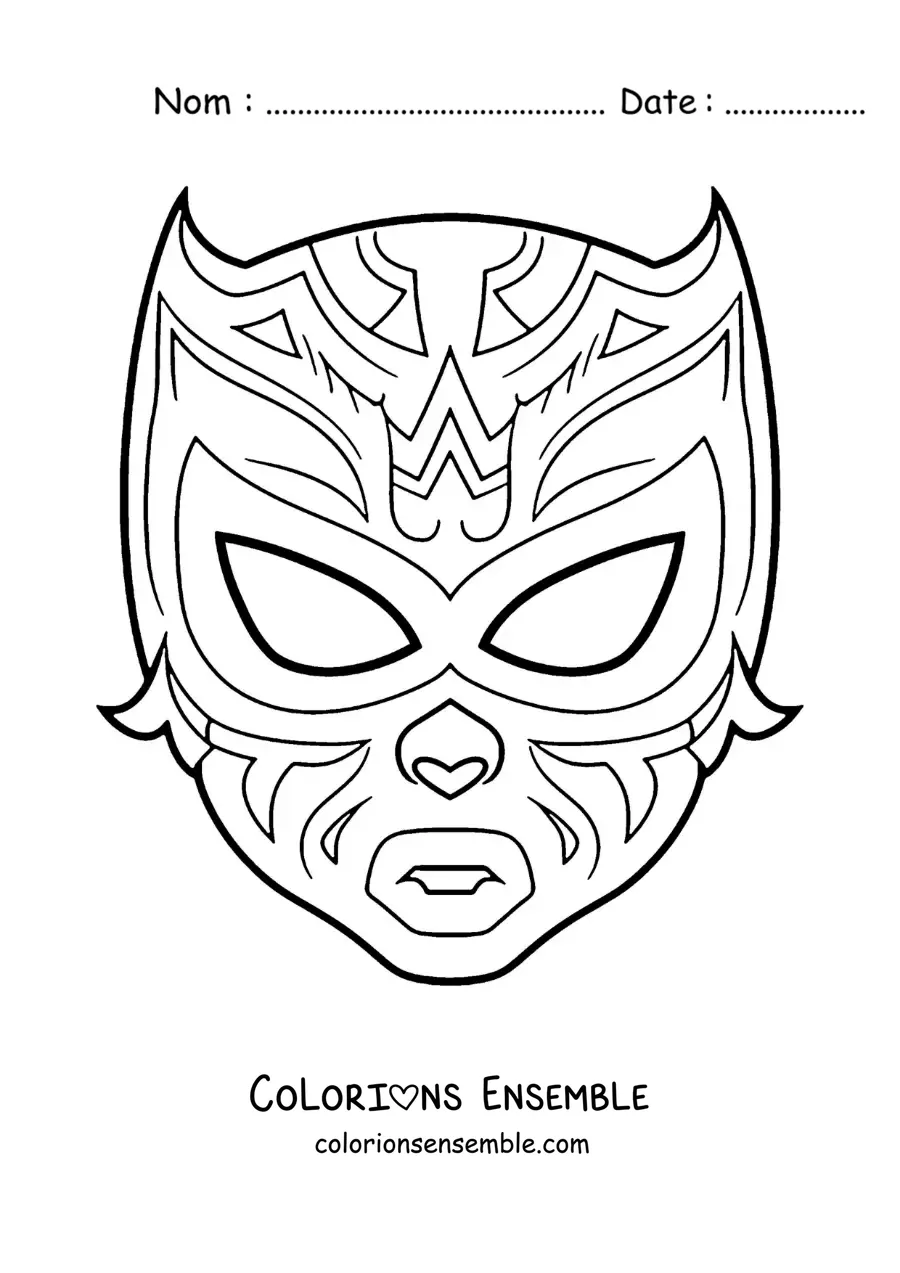 Image à colorier d’un masque de catcheur pour Halloween