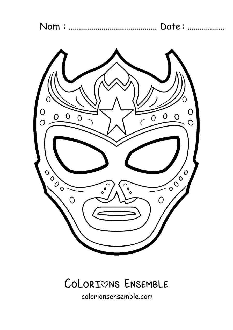 Image à colorier d’un masque de catcheur mexicain à découper