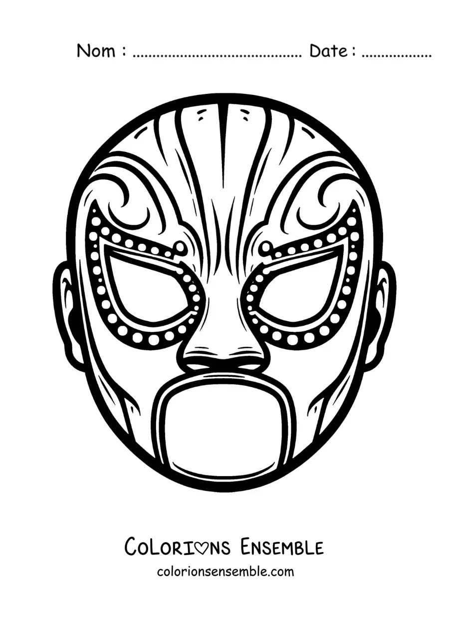 Image à colorier d’un masque de catcheur pour les enfants