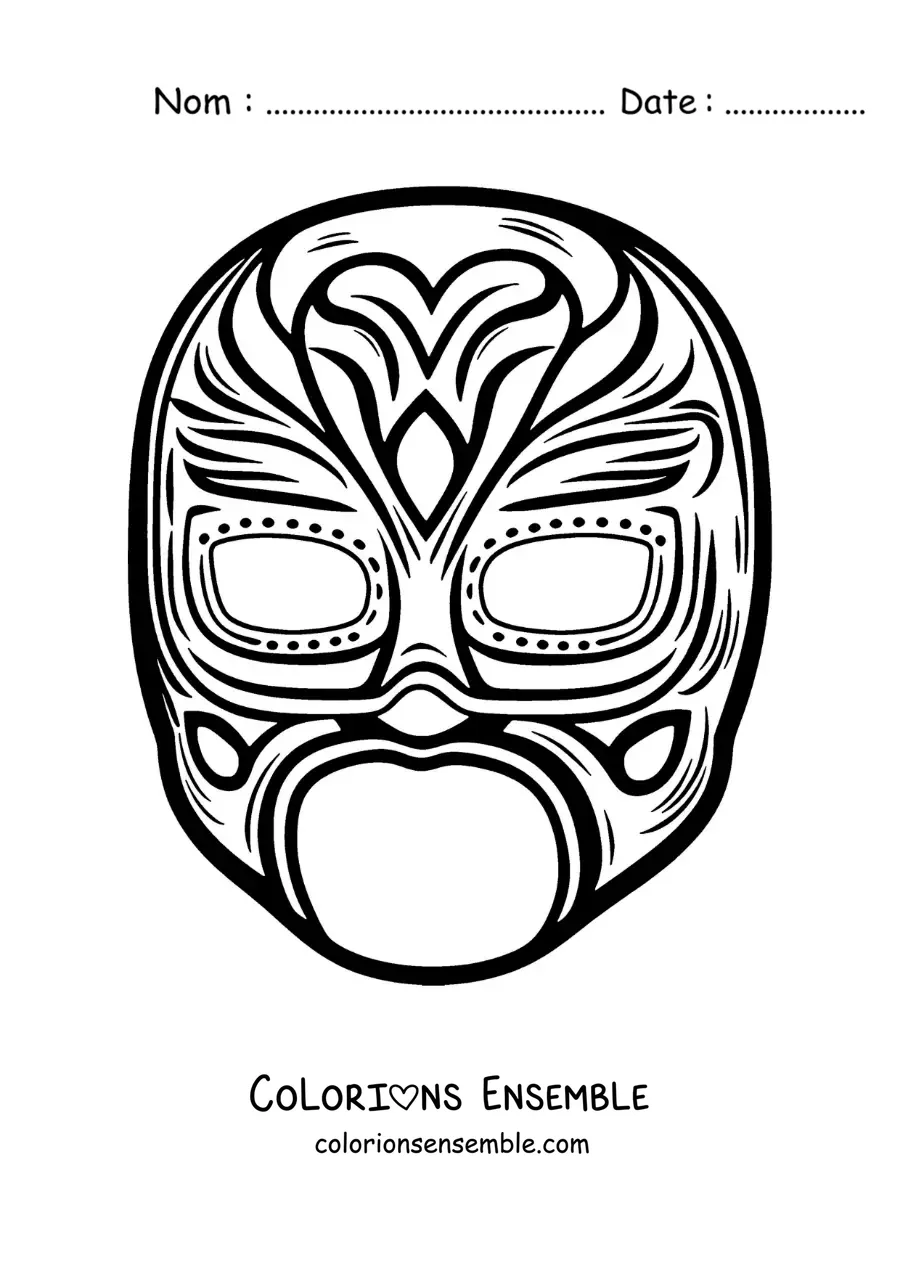 Image à colorier d’un modèle de masque de catcheur
