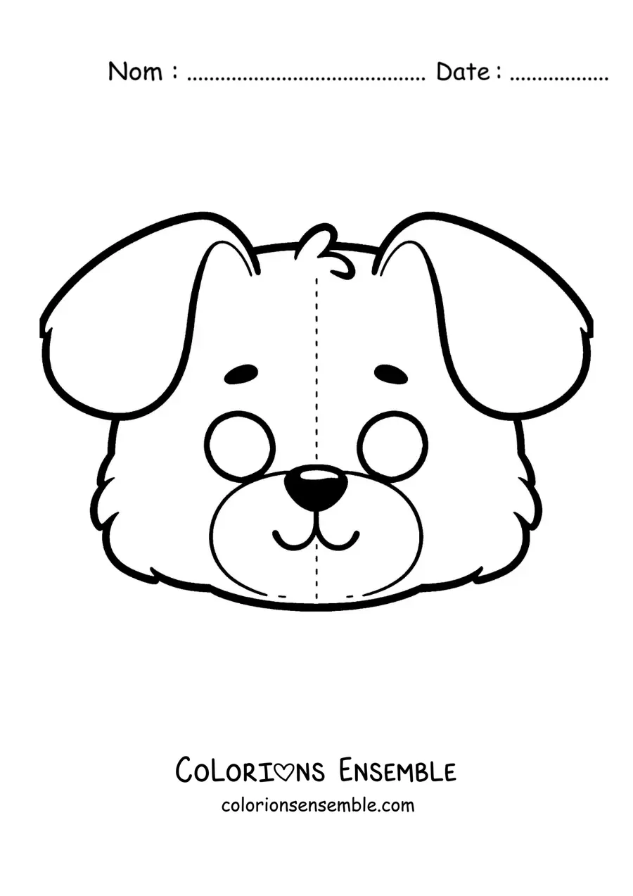 Image à colorier d’un masque de chien à découper