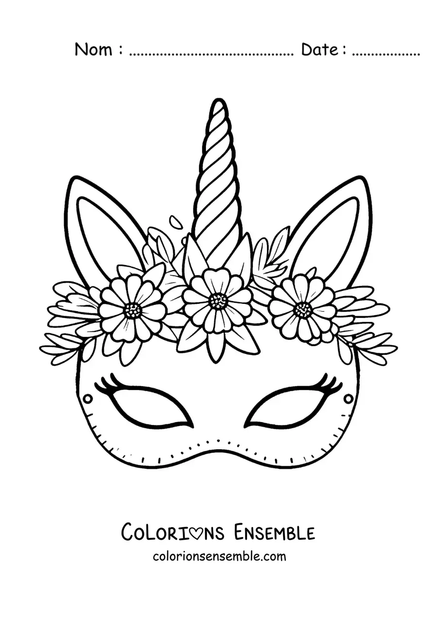 Image à colorier d’un loup de licorne pour les filles