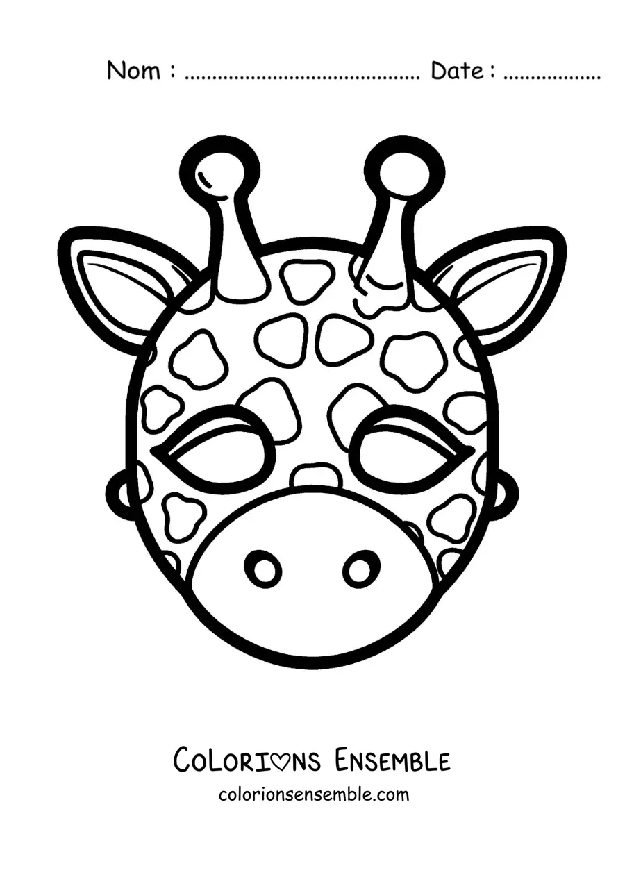 Image à colorier d’un masque de girafe