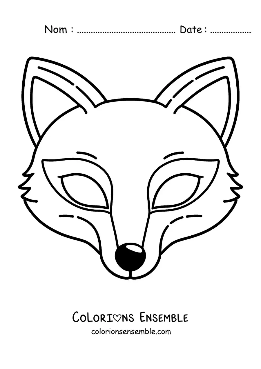 Image à colorier d’un masque de renard pour les enfants