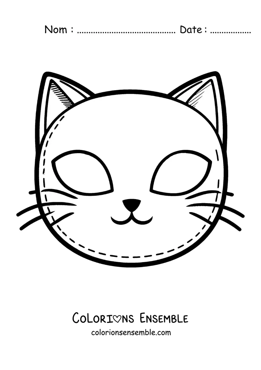Image à colorier d’un masque de chat facile pour les enfants