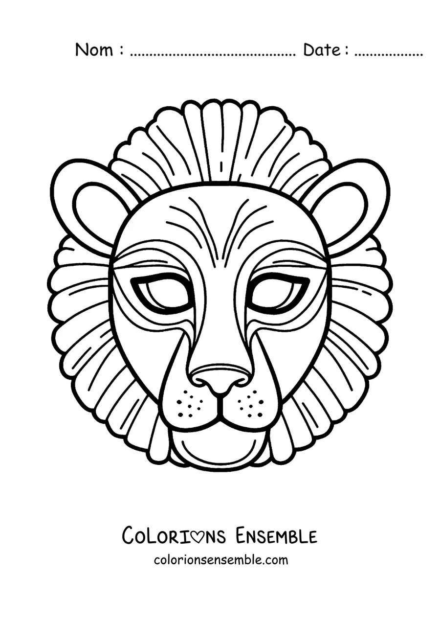Image à colorier d’un masque de lion