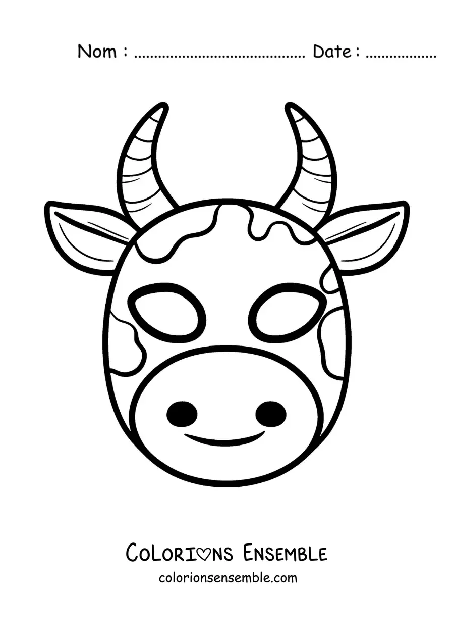 Image à colorier d’un masque de vache