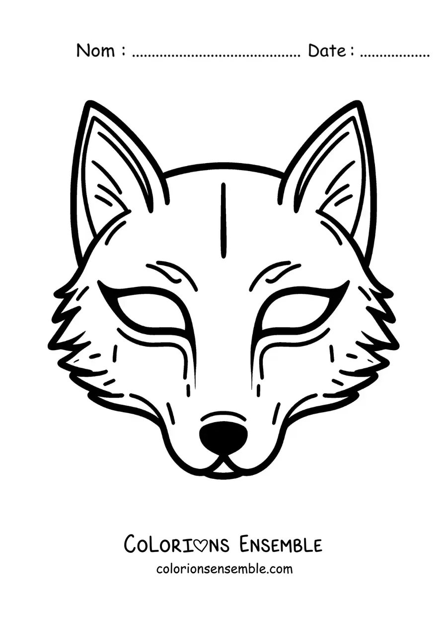 Image à colorier d’un masque de loup