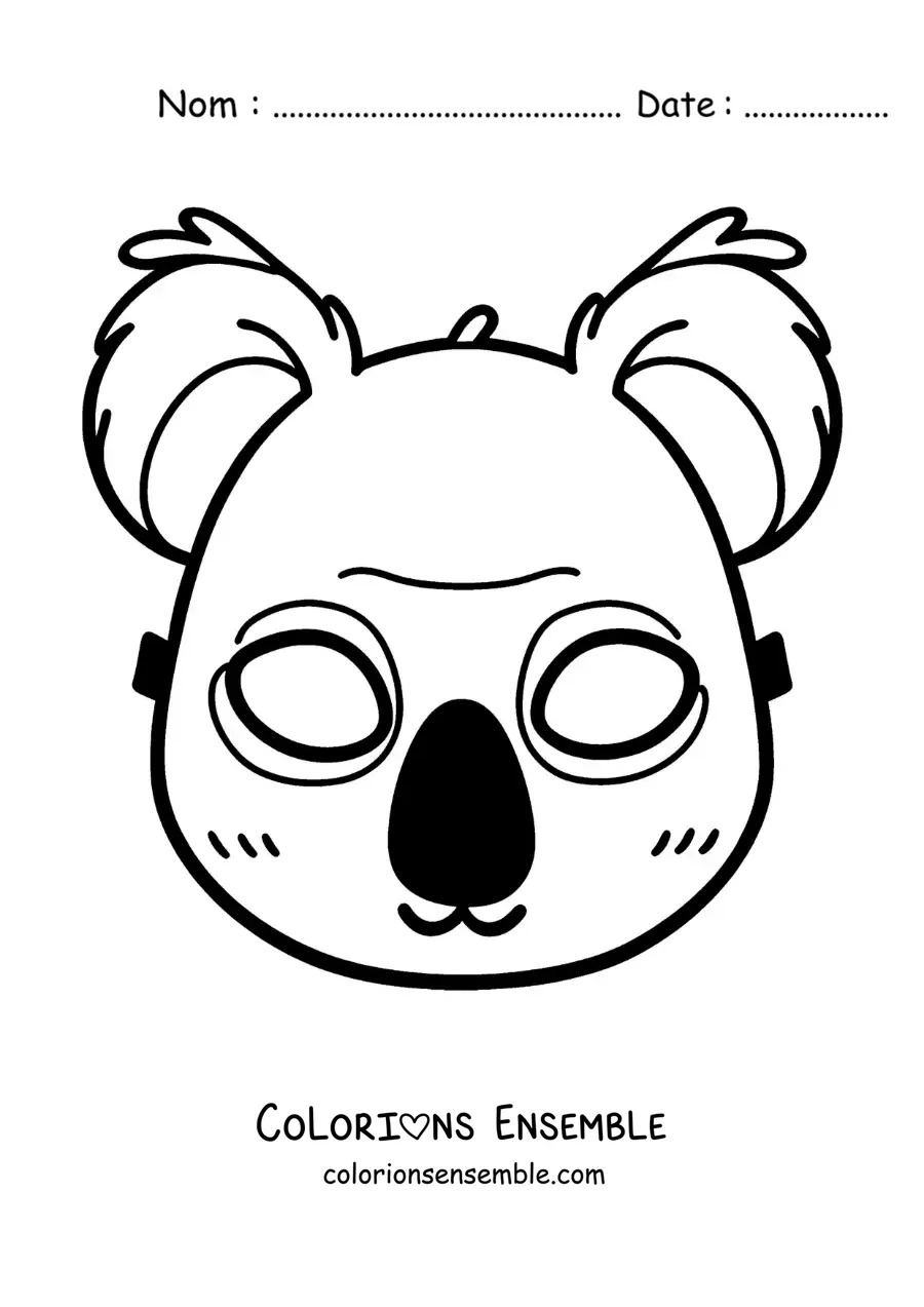 Image à colorier d’un masque de koala