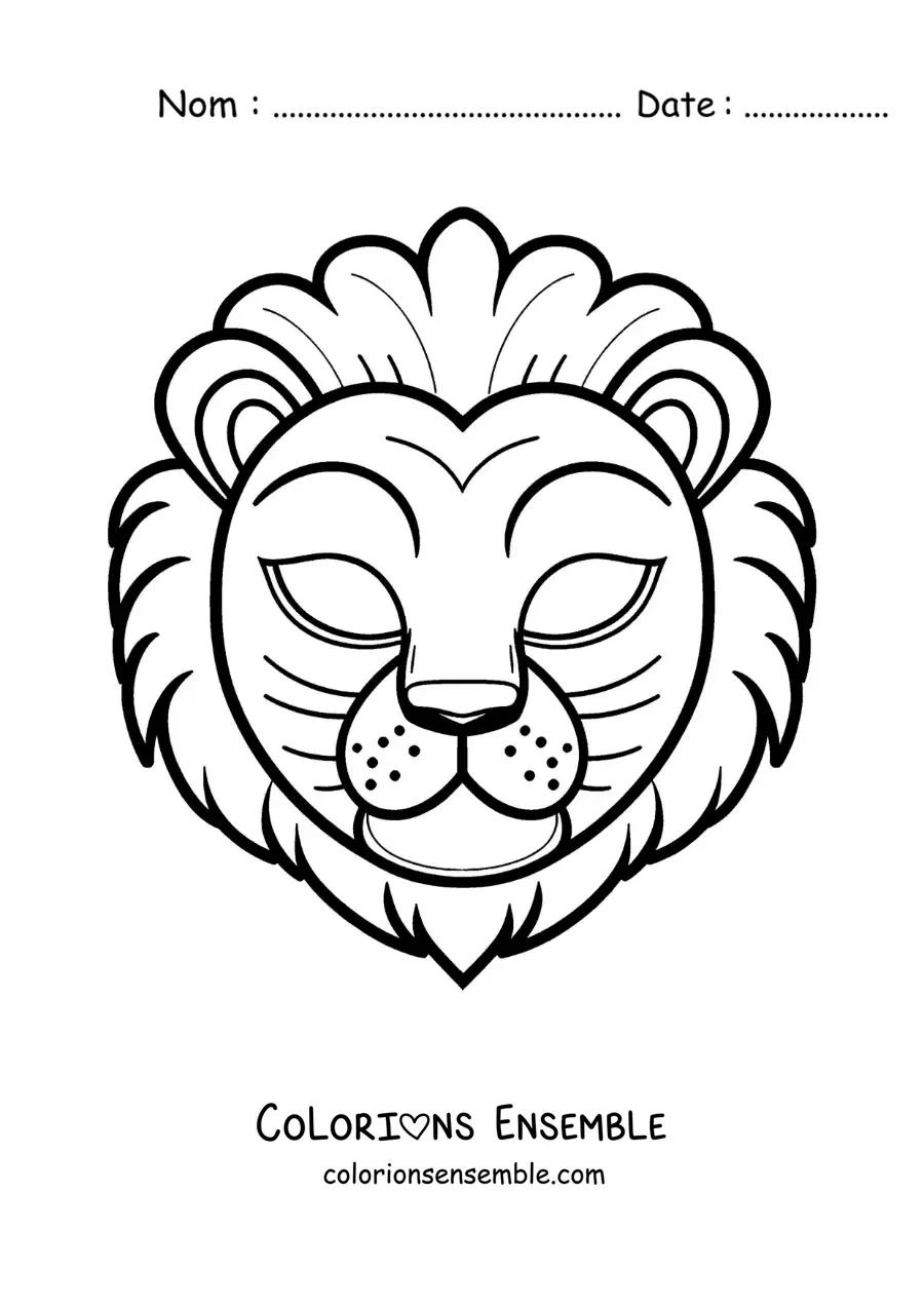 Image à colorier d’un masque de lion facile