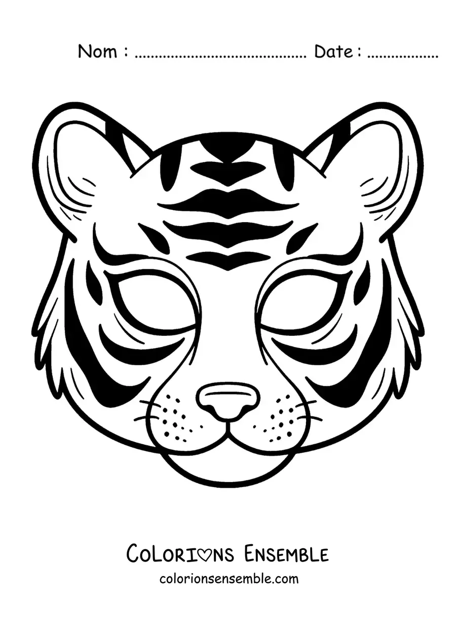 Image à colorier d’un masque de tigre