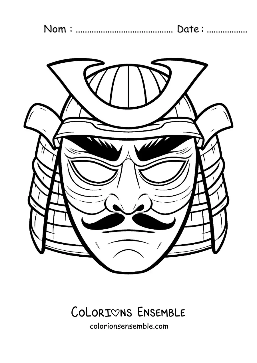 Image à colorier d’un masque de samouraï