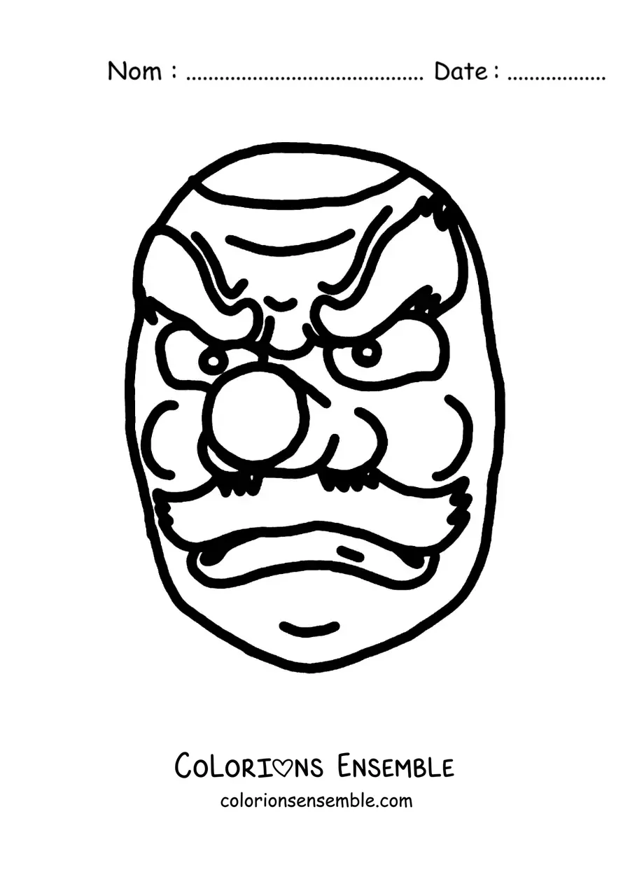 Image à colorier d’un masque japonais Tengu