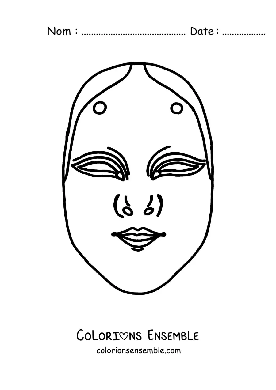Image à colorier d’un masque japonais Nô
