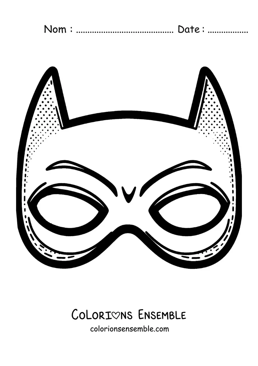 Image à colorier d’un masque de Batman pour les enfants