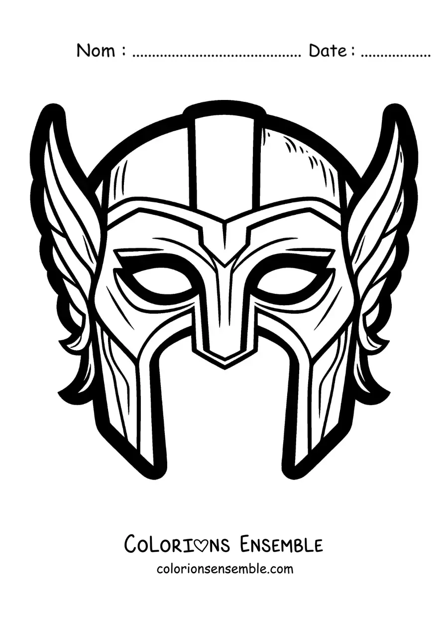 Image à colorier d’un masque de Thor des Avengers
